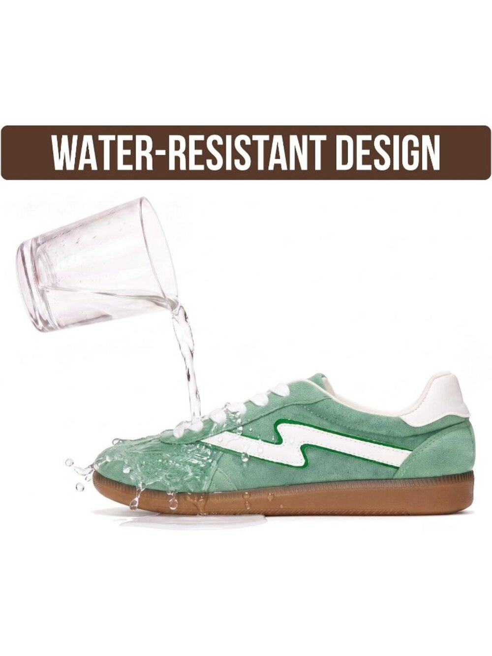 Women's Green Comfortable Fashion Casual Memory Foam Insole Lace Up Sneakers - Picture 5 of 5
